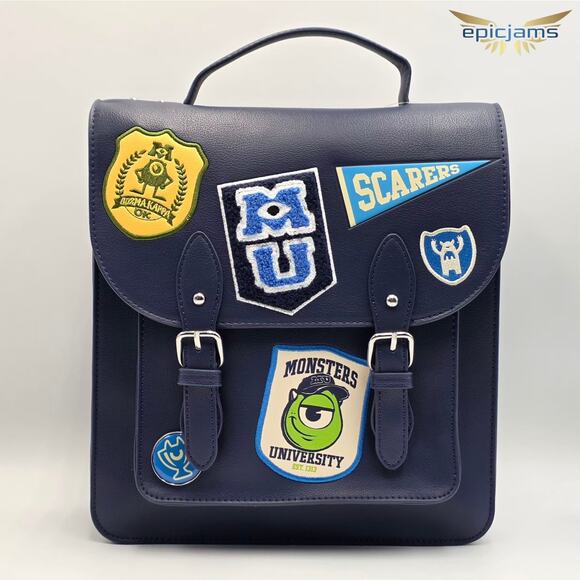 Disney Pixar Monsters Inc Mike Wazowski University Patches Blue Mini Backpack - Picture 1 of 9